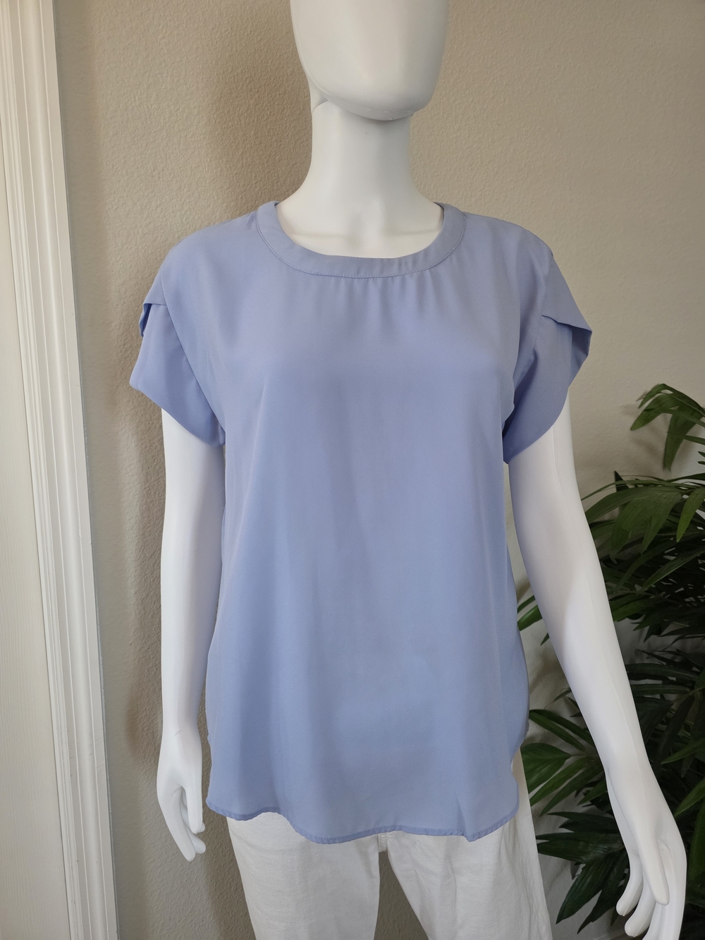 Light Blue Women's Short Sleeve Blouse